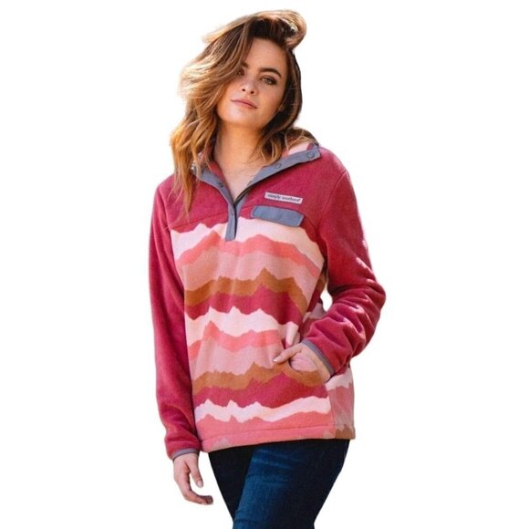 Simply Southern Pink Classic‎ Mountain Fleece Quarter Snap Pullover Top Size S - Picture 1 of 10